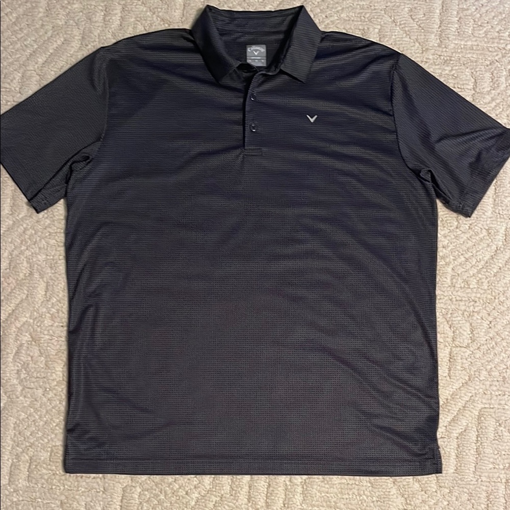 Men's Printed Charcoal Black Polo Shirt Opti-Dri  EUC XL